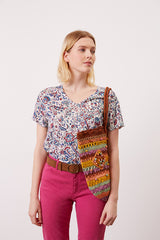 AUGUSTINO FLORAL PRINT LINEN T-SHIRT