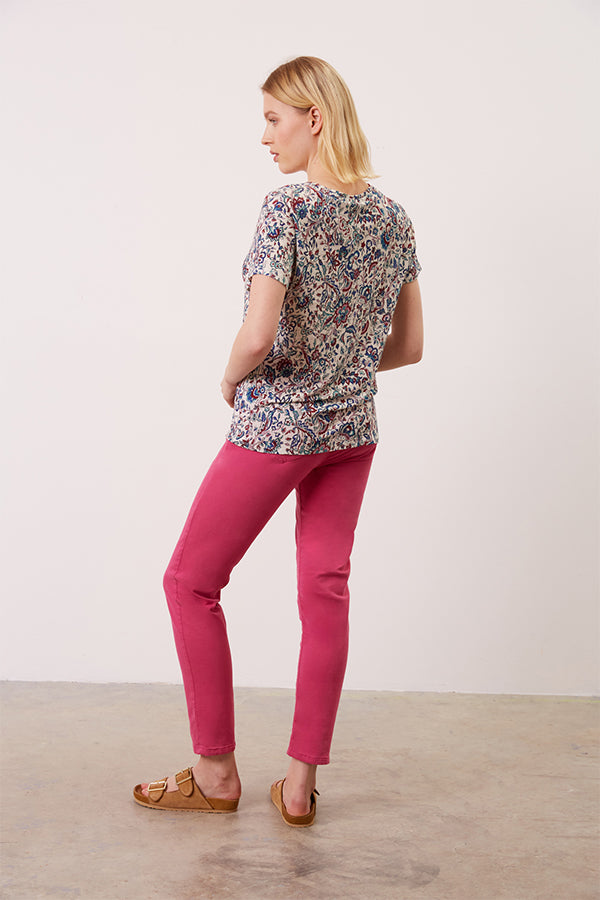 AUGUSTINO FLORAL PRINT LINEN T-SHIRT