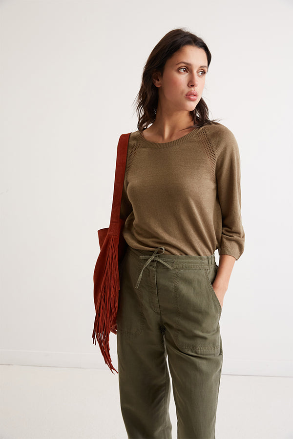 LANNA LINEN ROUND NECK SWEATER