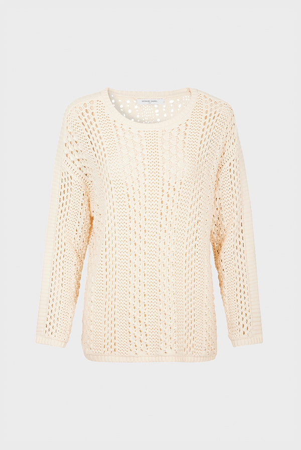 LAURINA OPENWORK CROCHET SWEATER