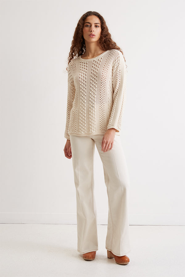 LAURINA OPENWORK CROCHET SWEATER