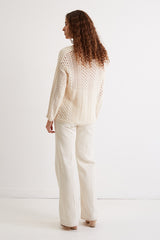 LAURINA OPENWORK CROCHET SWEATER