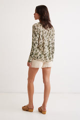 LAURYNNE FLORAL PRINT LINEN SWEATER