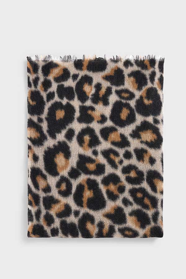 GYPSON LEOPARD PRINT WOOL CASHMERE SCARF