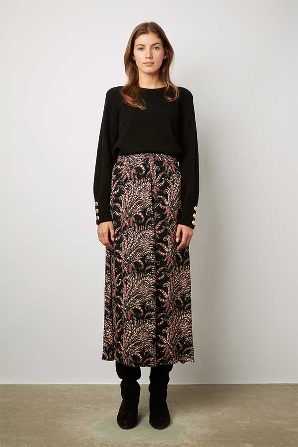 BASTIAN CONTRASTING FLORAL PRINT LONG SKIRT