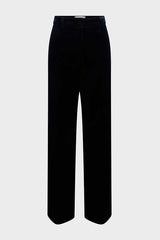 ELEONIE NAVY SMOOTH VELVET STRAIGHT CUT SUIT TROUSERS