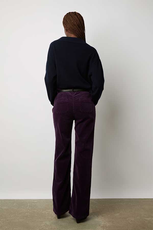 ELVY PURPLE CORDUROY FLARED TROUSERS