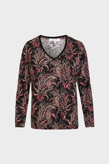 ADELINA LONG SLEEVES PRINTED V-NECK T-SHIRT