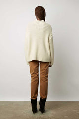 LAURELIA STAND UP COLLAR TWISTED SWEATER