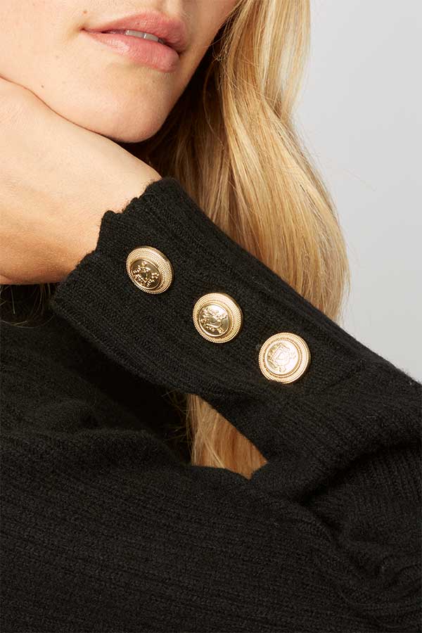 LEILANIE BUTTONED CUFF WOOL SWEATER