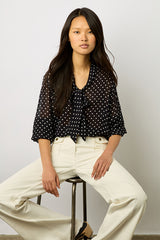 APOLLINE CREPE POLKA-DOT SHIRT