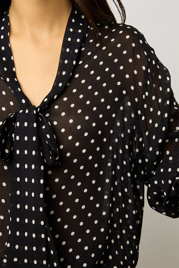 APOLLINE CREPE POLKA-DOT SHIRT