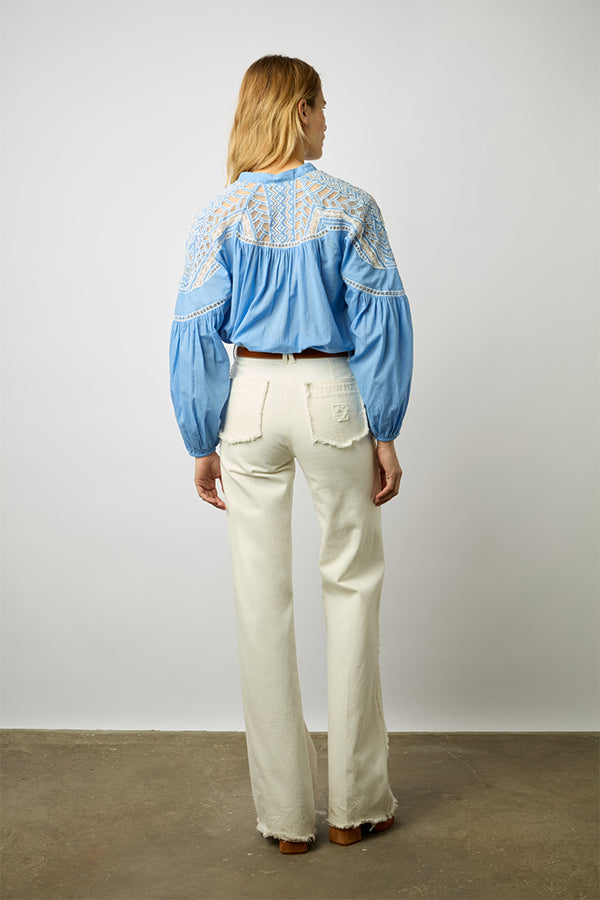 AINARA BLUE COTTON VOILE SHIRT