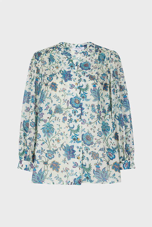 ALEXINE FOLIAGE PRINT COTTON VOILE SHIRT