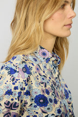 ANOUK PARMA BLUE FLORAL PRINT SOFT SHIRT