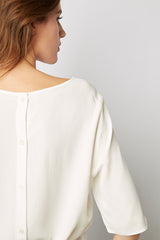 ALYAH WHITE BUTTON DOWN BACK FLOWING BLOUSE