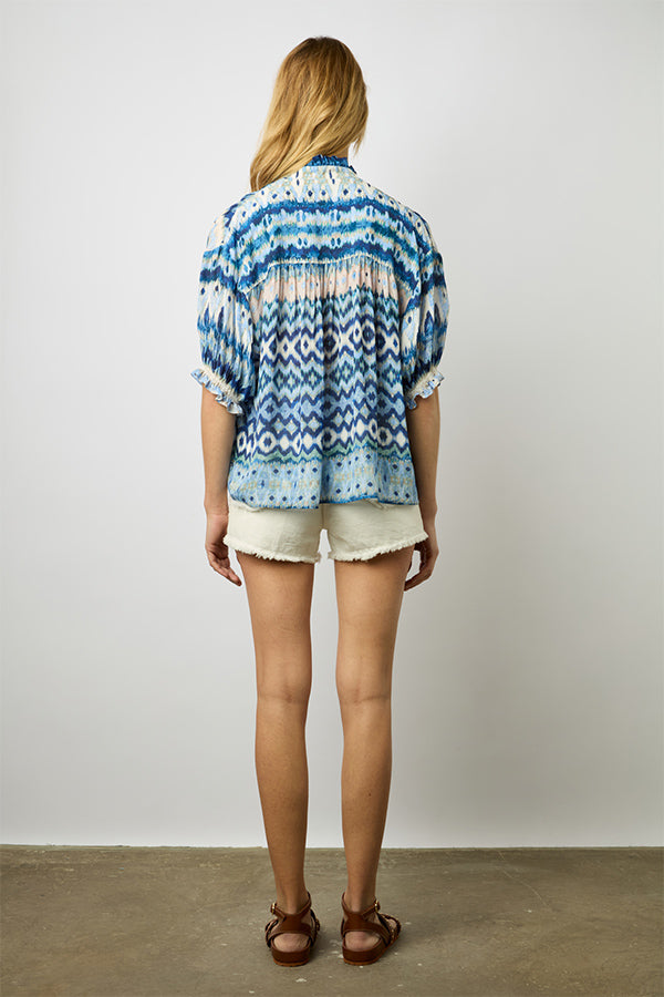 ANIELLA GEOMETRIC PRINT SOFT BLOUSE