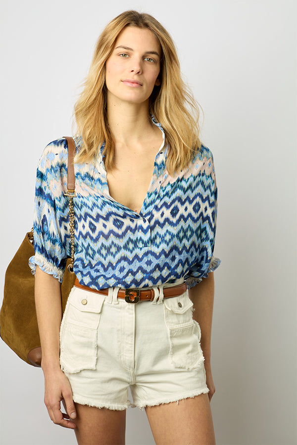 ANIELLA GEOMETRIC PRINT SOFT BLOUSE