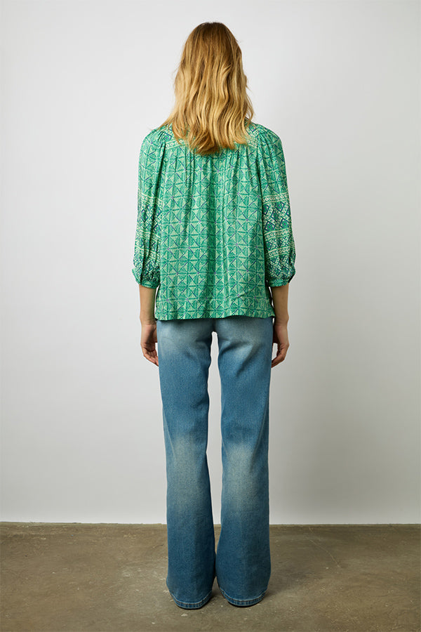 ARLEN SOFT GREEN PRINTED BLOUSE