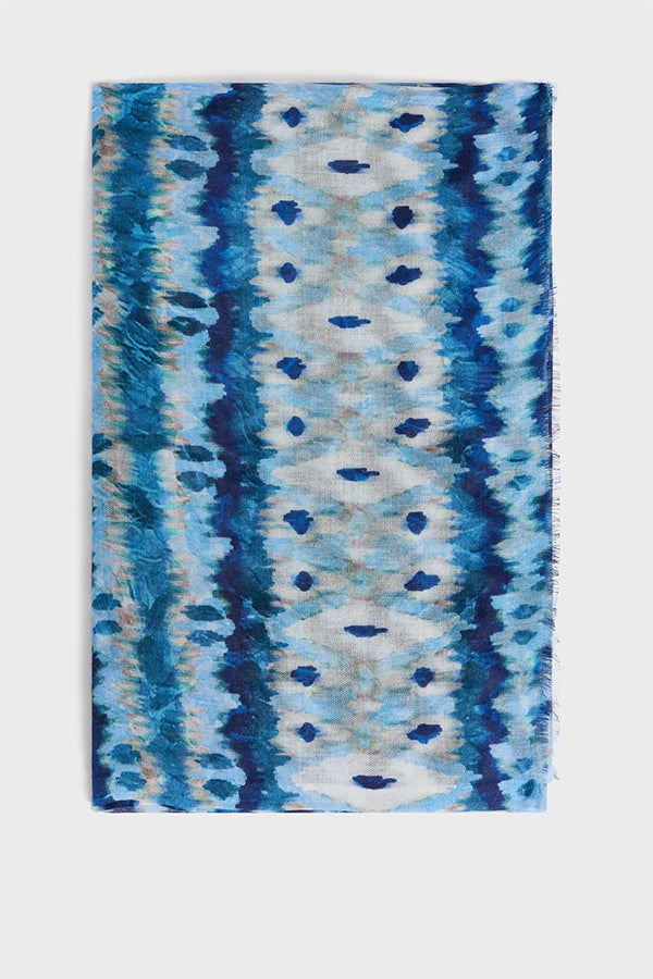 PALMYRE INDIGO PRINTED SCARF