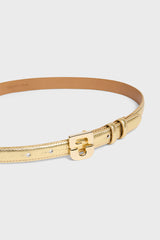 LE MINI LAUREN GOLD METALLIC PYTHON LEATHER BELT