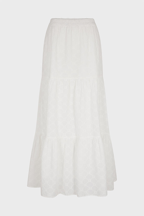 BROOKE EMBROIDERED WHITE MAXI SKIRT