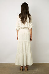 BROOKE EMBROIDERED WHITE MAXI SKIRT