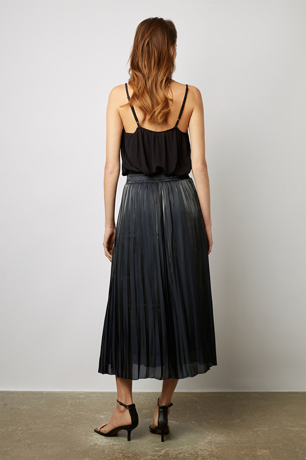 DEKRA PLEATED SATIN MIDI SKIRT