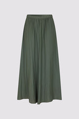 DENISA KAKI PLEATED SATIN LIKE MIDI SKIRT