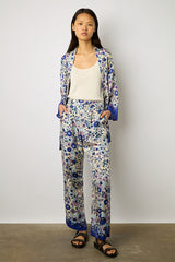 CARMEL PARMA BLUE FLORAL PRINT SOFT TROUSERS