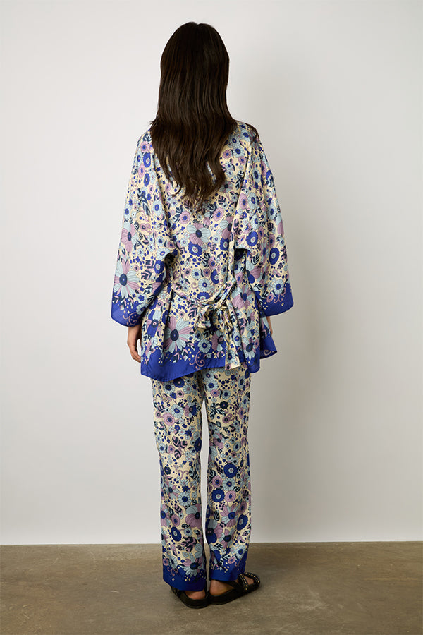 CARMEL PARMA BLUE FLORAL PRINT SOFT TROUSERS