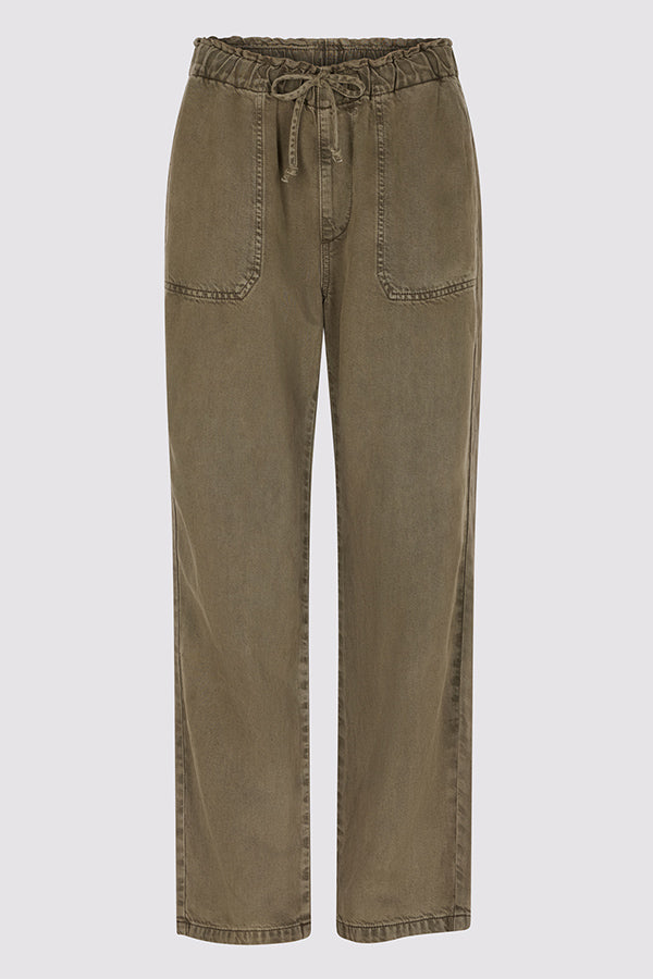 COLOMBE KAKI LINEN MIX TROUSERS