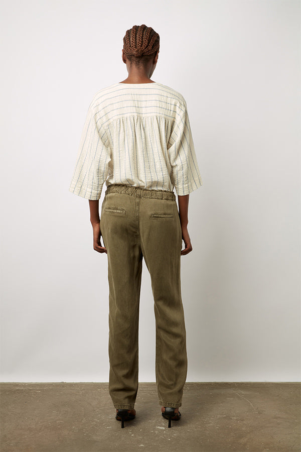 COLOMBE KAKI LINEN MIX TROUSERS