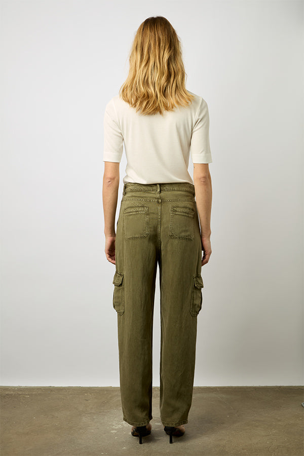 CELYA LINEN MIX CARGO TROUSERS