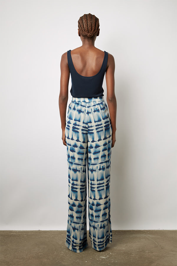 DAIANA BLUE TIE-DYE PRINT SOFT TROUSERS