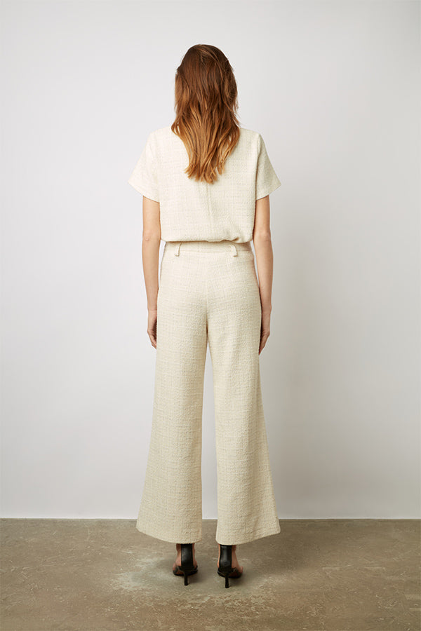 CALLIE WIDE-LEG LUREX TWEED TROUSERS