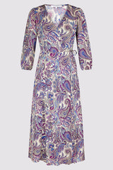 EDNA PAISLEY PRINT WRAP DRESS