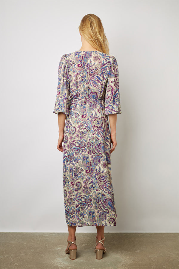 EDNA PAISLEY PRINT WRAP DRESS