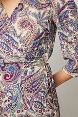 EDNA PAISLEY PRINT WRAP DRESS