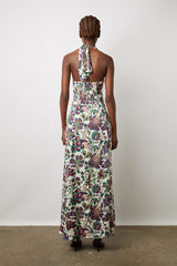 ELWINA LARGE FLOWER PRINT BARE BACK MAXI DRESS