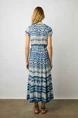 EMILYA GEOMETRIC PRINT WRAP MAXI DRESS