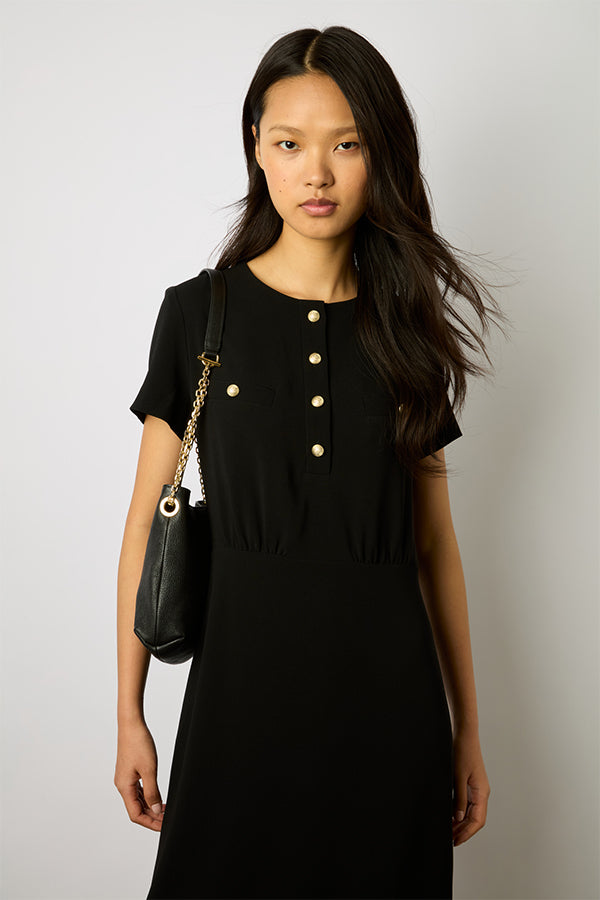 ELLIS BLACK PLAIN WAISTED MINI DRESS