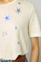 MANELE STAR-PRINT LINEN T-SHIRT