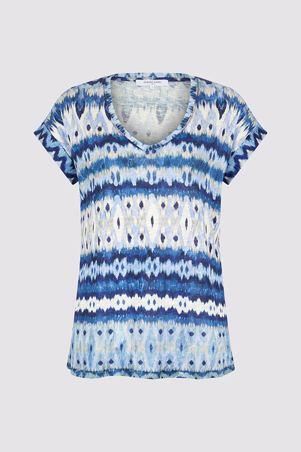 MARCELE ECRU PRINTED ROUND NECK T-SHIRT