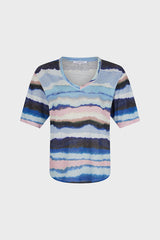 MISIA WATERCOLOR PRINT V-NECK LINEN T-SHIRT