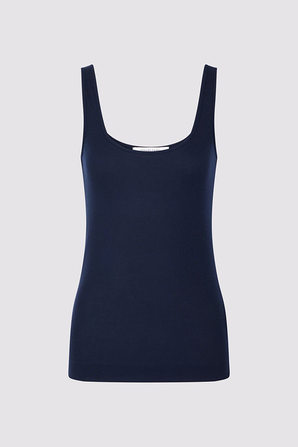 MARIANA NAVY FINE-RIBBED TANK TOP