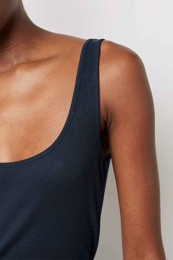 MARIANA NAVY FINE-RIBBED TANK TOP