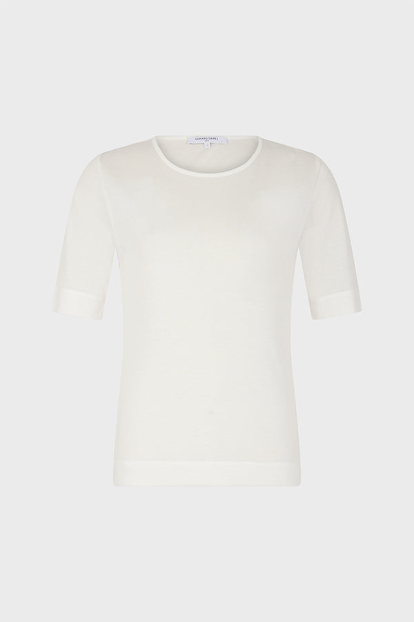 MAGGIE WHITE FINE-RIBBED T-SHIRT