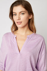 MADDIE PINK TUNISIAN COLLAR T-SHIRT