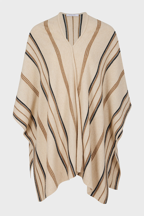 LUCINDE STRIPED CASHMERE PONCHO